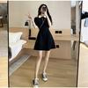 Temperament small black dress new waist polo collar dress small skirt
