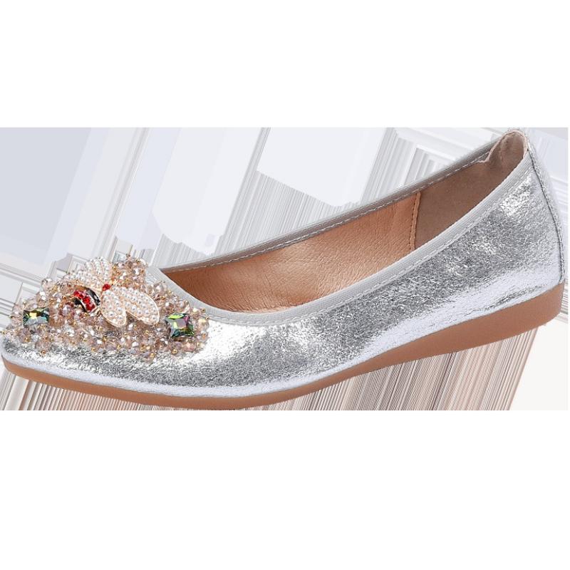 Eleganckie Damskie Buty 2025 Wiosna Płaskie Buty Kobieta Miękkie Wygodne Jedwabne Cyrkonie Lato Panie Pojedyncze Buty zapatos de mujer