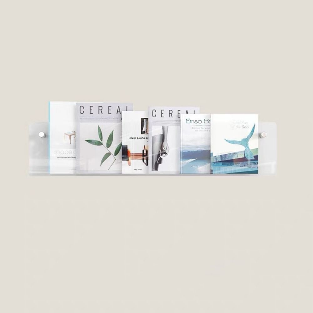 Acrylic Magazine Rack Brochure Holder Wall Mount Floating Bookshelves Literature Organizer Italian Pamphlet Stand Records