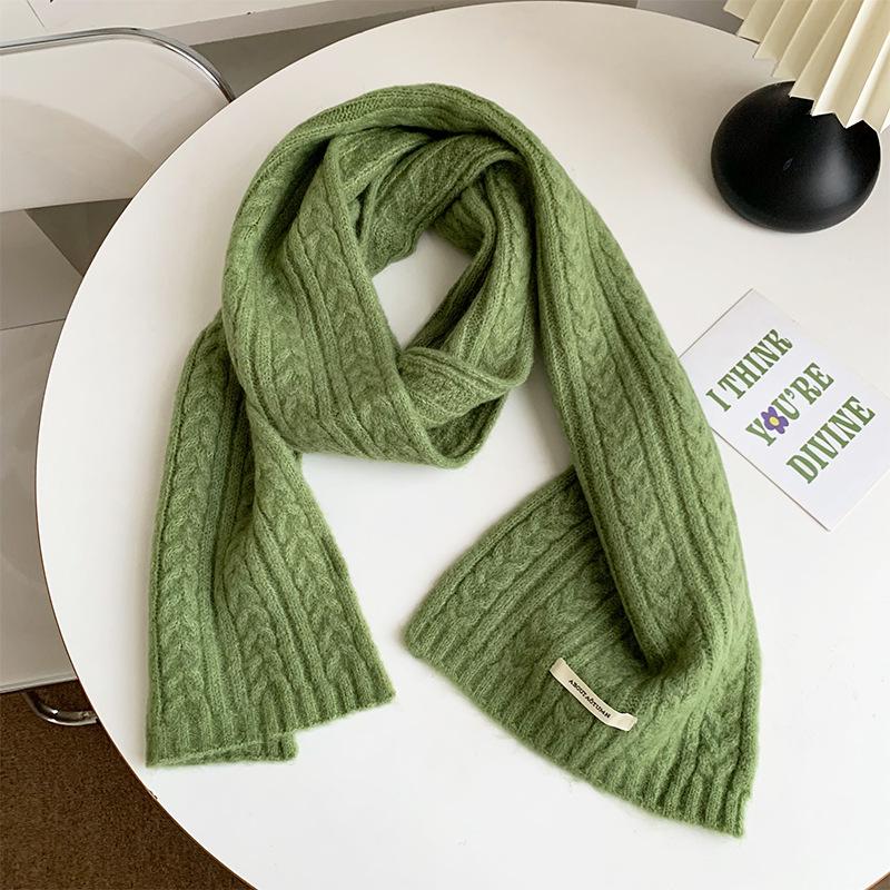 New Style Wool Solid Color Knitted Scarf for Women Winter Korean Style High End Warm and Cold Protection Neck Scarf