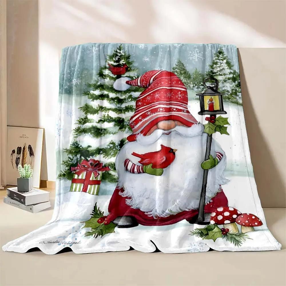 1PC Christmas Gnome Printed Blanket Warm Soft and Comfortable Home Travel Blanket Sofa Bedding Cover Blanket New Year Gift