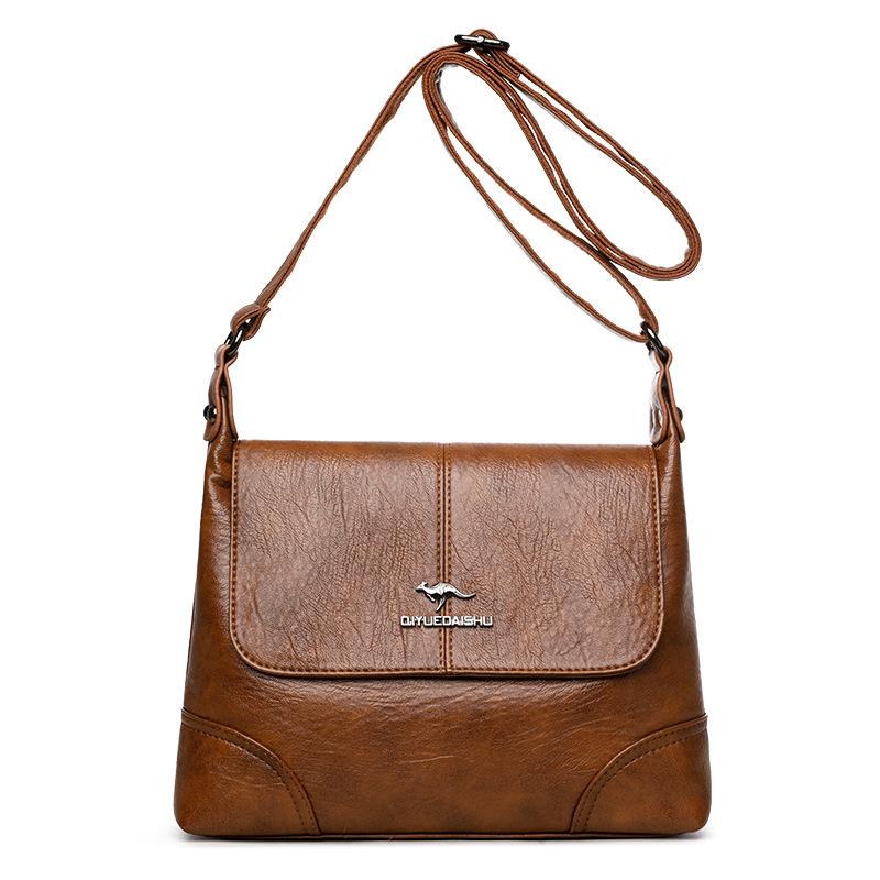 

Сумка с откидным верхом, Модная и простая, Сумка через плечо из мягкой кожи, Многослойная сумка большой вместимости