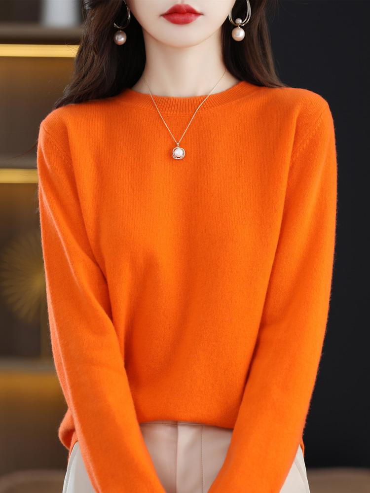 Winter Classic Style Cashmere Pullover Fashion Merino Wool Sweater Round Neck Long Sleeve Knitwear Soft Warm Basic' Clothing Top