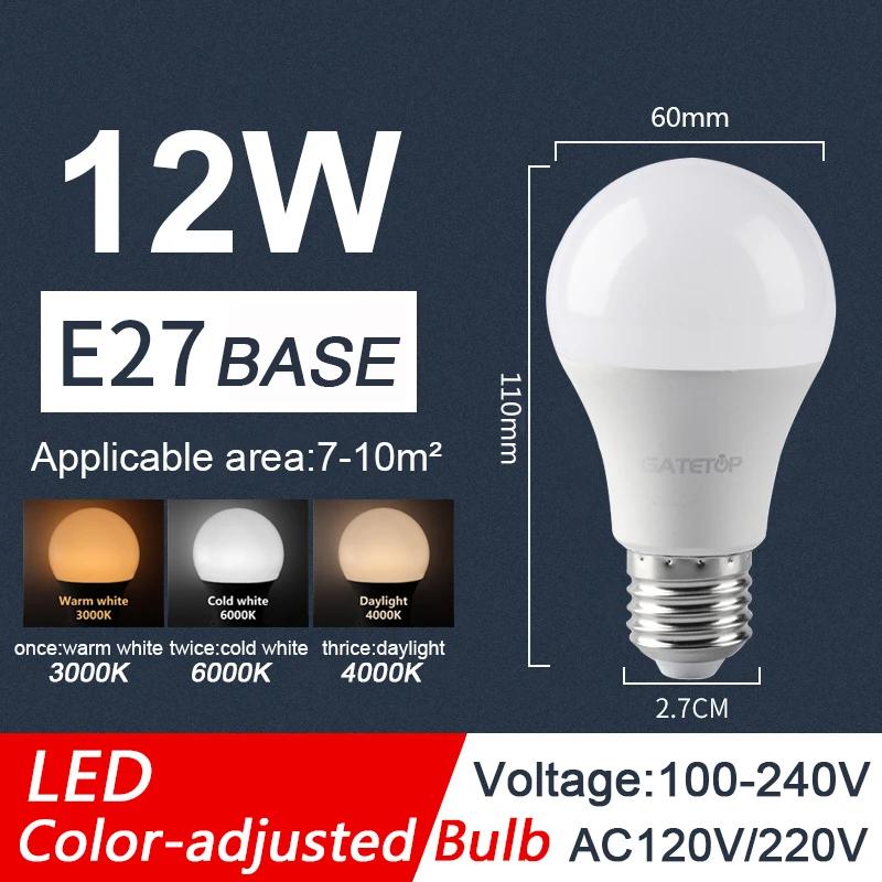 LED 3 Farbig einstellbare Glühbirne AC110 AC220 E27 B22 8W-24W CCT Speicherfunktion Farbtemperatur-Reset Licht für Innenbeleuchtung