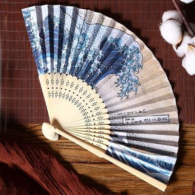 Leque Dobrável de Papel Novo Cabo de Bambu Estilo Japonês Adereço Ventilador Decoração de Casa Ventilador de Bambu