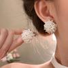 Eleganti Orecchini a Bottone Fiore di Perla Stile Francese per Donna