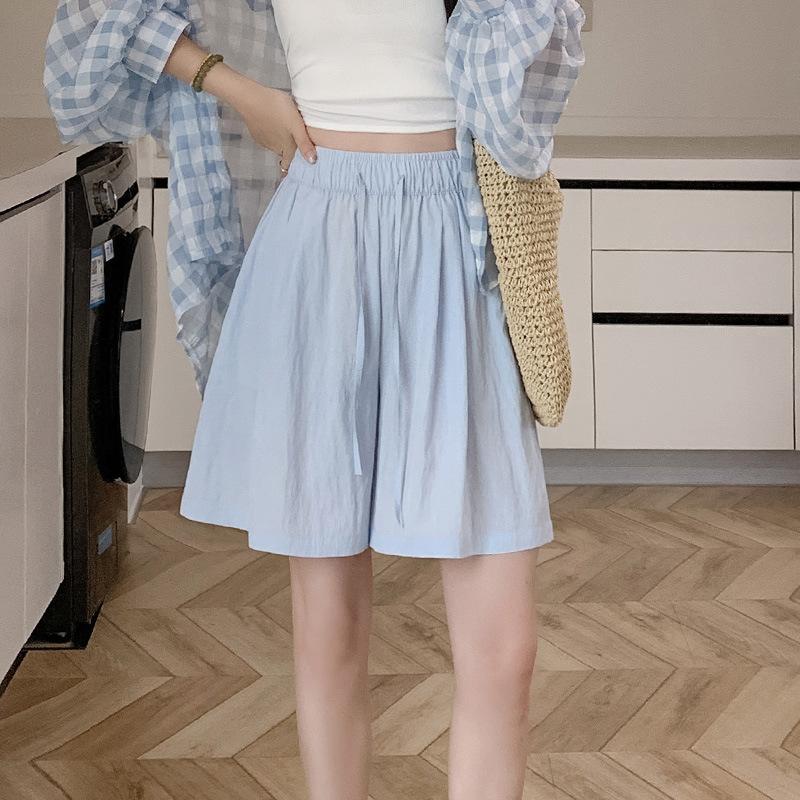 Ice Silk Shorts Women's Summer Loose Slim Casual Texture of Five Quarter Pants High Waist Draped Wide Leg Pants