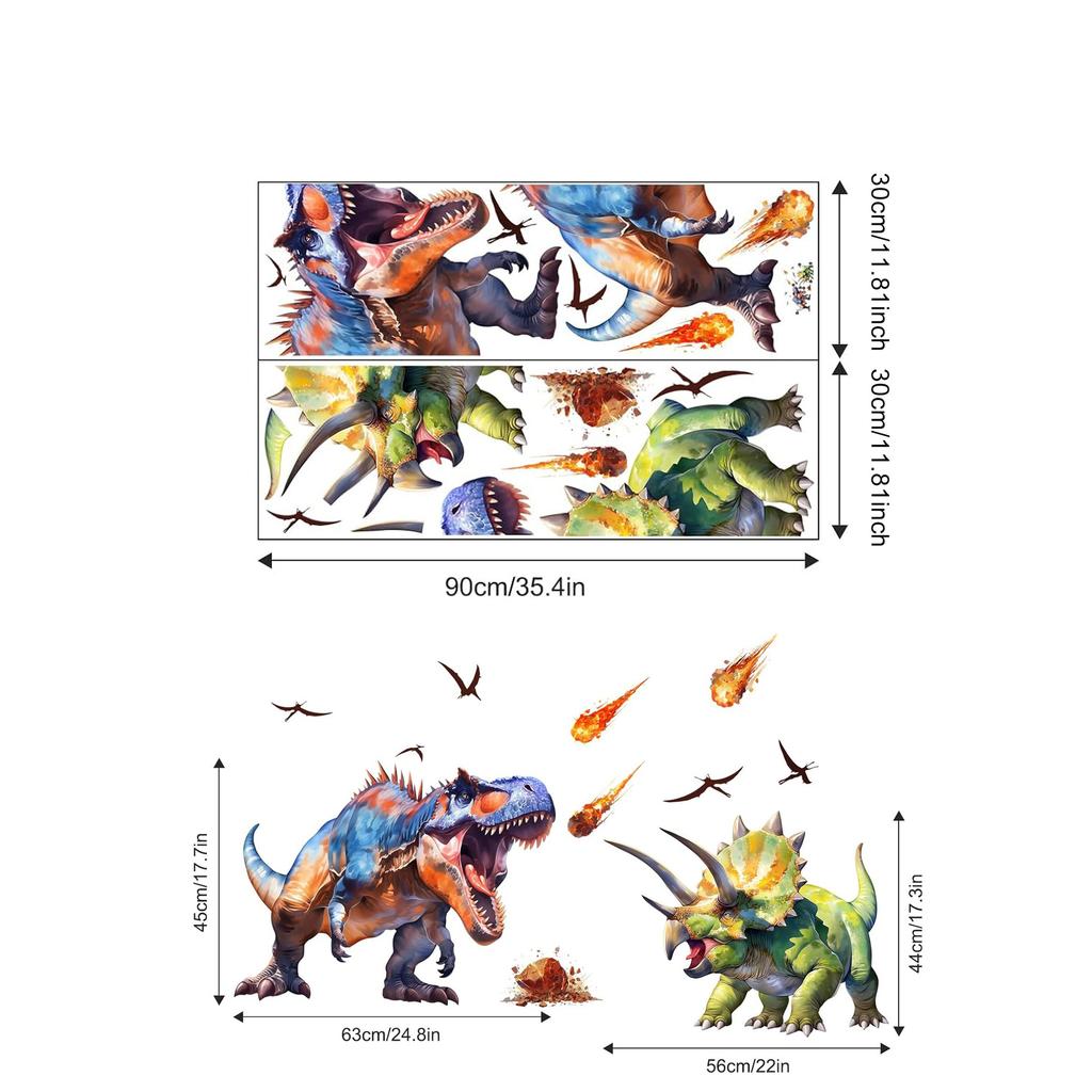 Cartoon Dinosaur Wall Sticker T-Rex Wall Decal Kids Room Decor Cute Animal Self Adhesive Sticker Boys Bedroom Decoration