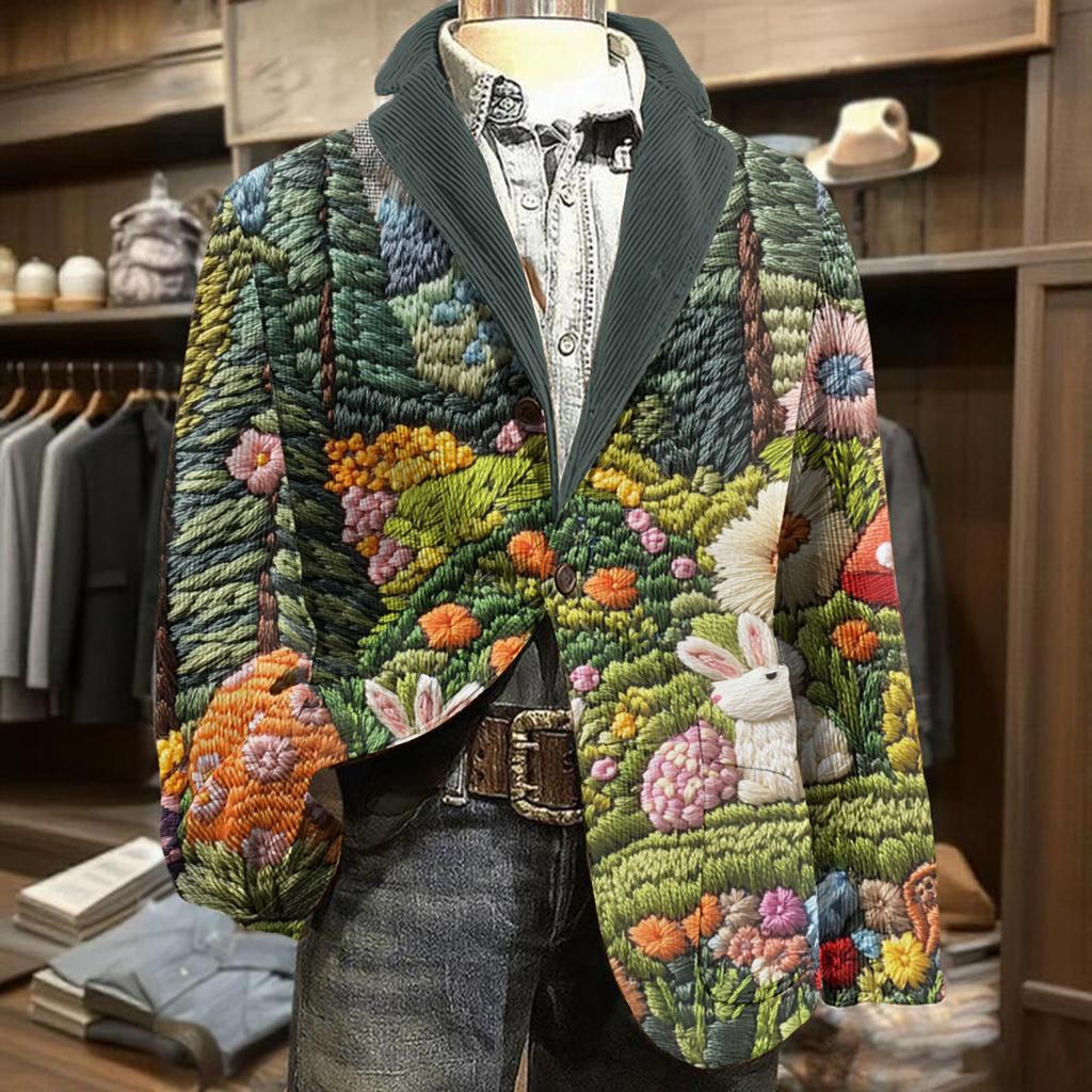 Herren Business Casual Mode Bedruckte Cordjacke