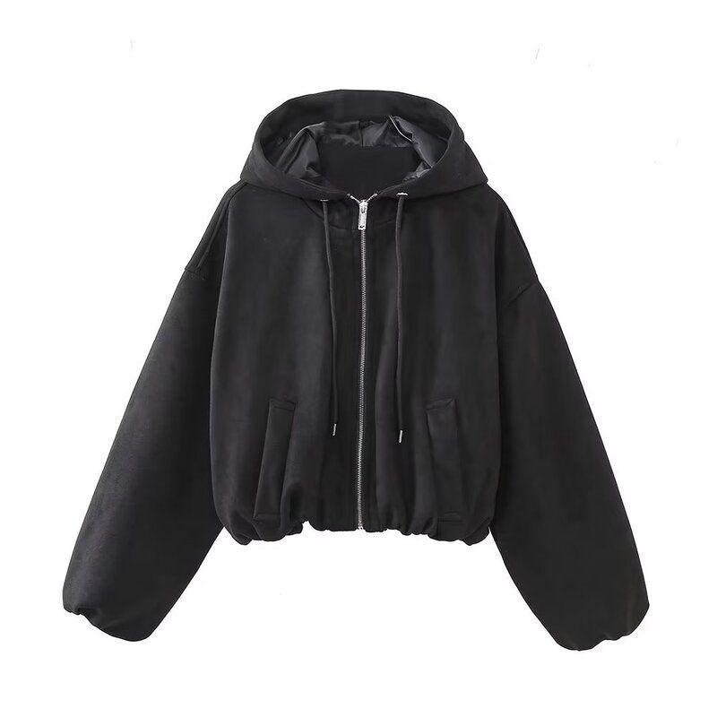 

Fashion Style 2023 Autumn New Women s Suede Texture Effect Short Jacket 3046833 712 Black L