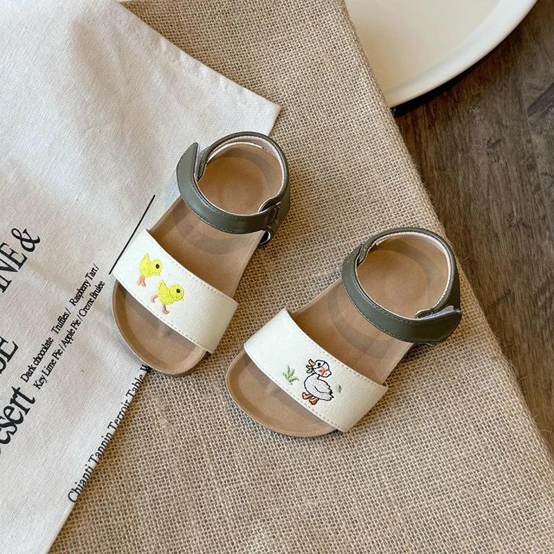 

Сандалии для девочек с изображением животных и цветов из мультфильмов, милые, мягкие, летние, 2024, новые, модные, детские, сандалии для малышей, высокое качество, специальный дизайн 24 бежевый