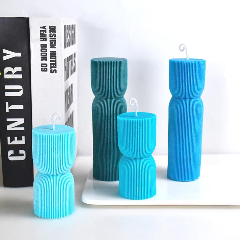 Geometric Striped Candle Mold - Silicone Cylinder for Aromatherapy and Indoor Decor
