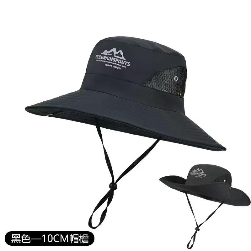 Outdoor Oversized Brim Breathable Waterproof Fabric Climbing Hat Bucket Hat Men's and Women's Sun Protection Fishing Hat Fishing Casual Hat