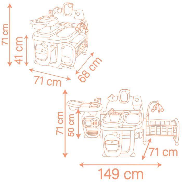SMOBY - Baby Nurse - Grande maison des bébés pour poupons - 19 accessoires - dès 3 ans