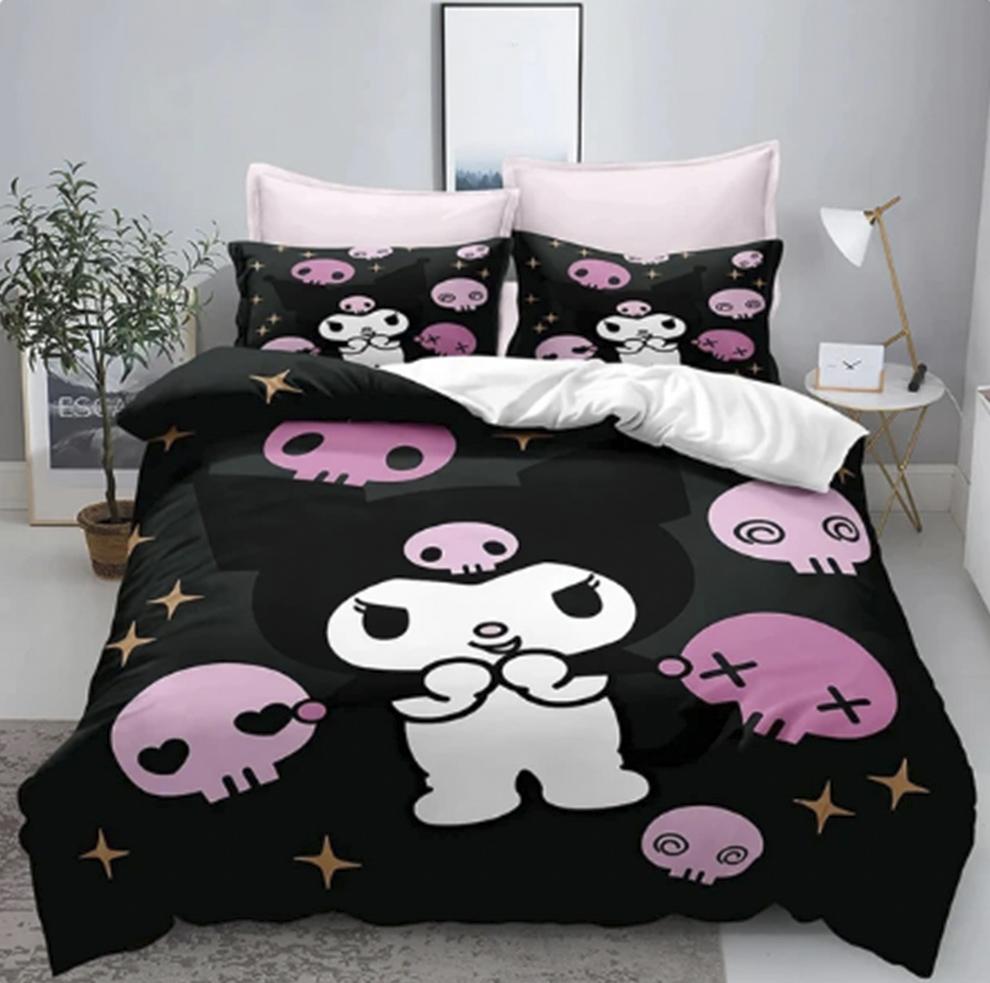 

Детское одеяло с принтом Куроми Мультяшное Милое Sanrio Мягкое Настраиваемое Постельное белье На заказ Домашняя Спальня EU Single(135*200cm)3pcs