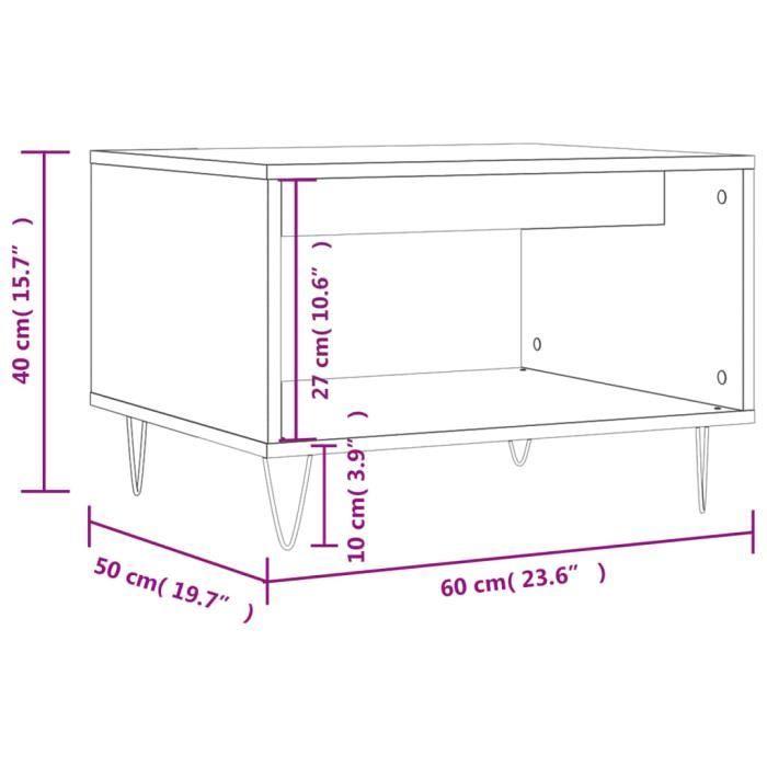 VidaXL Table basse sonoma gris 60x50x40 cm bois d'ingénierie 829258
