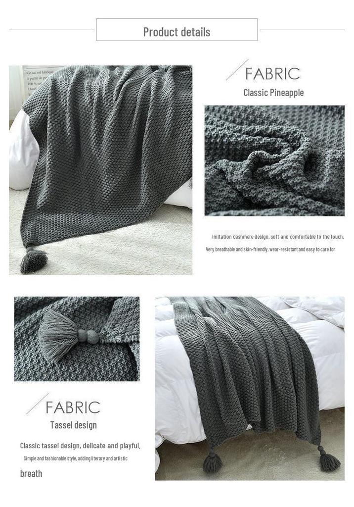 Nordic Knitted Tassel Wool Office and Nap Blanket
