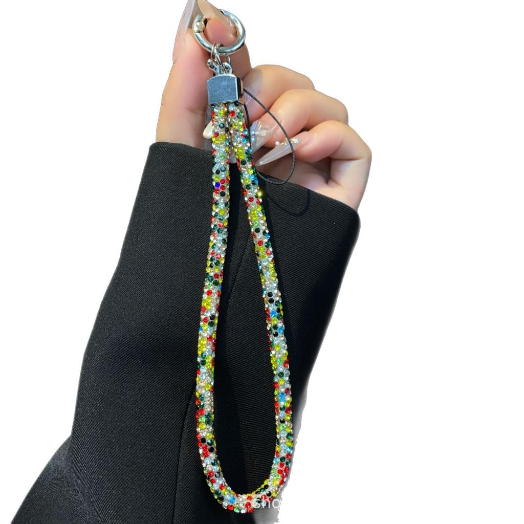 Phone Lanyard Colorful Dopamine Rhinestone Phone Chain Wrist Style High-End Fashion Versatile Hanging Decoration Wholesale