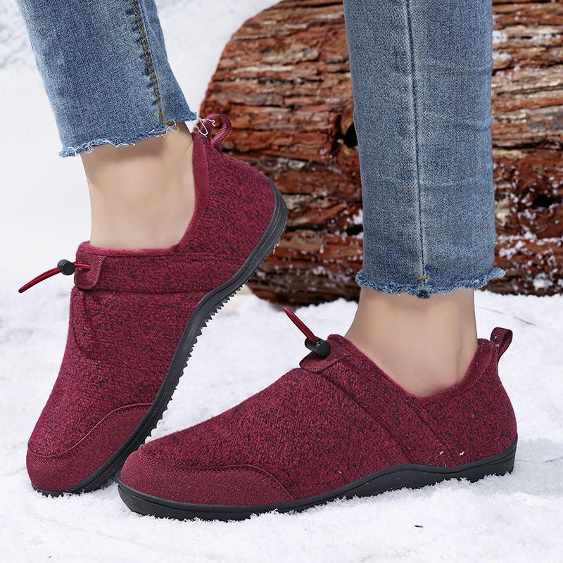 Couple's Winter Cotton Shoes Plush Warm Indoor Walking Shoes Elastic Flats Winter Warm Casual Shoes Anti-slip Soft Sole