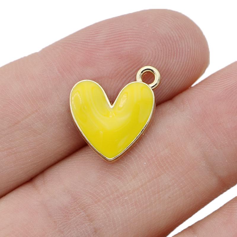 10Pcs Silver Plated Enamel Red Heart Charms Pendant For Jewelry Making Earrings Bracelet Necklace Accessories Diy Findings