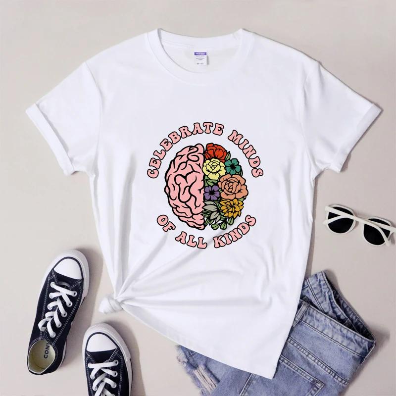 Celebrate Minds Of All Kinds Autism Awareness Tshirt Aesthetic Neurodivergent ADHD Tee Shirt Neurodiversity Social Worker Top M