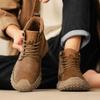 Hand-stitching Leather Men Boots Split Leather Casual Leather Shoes Men Ankle Boots