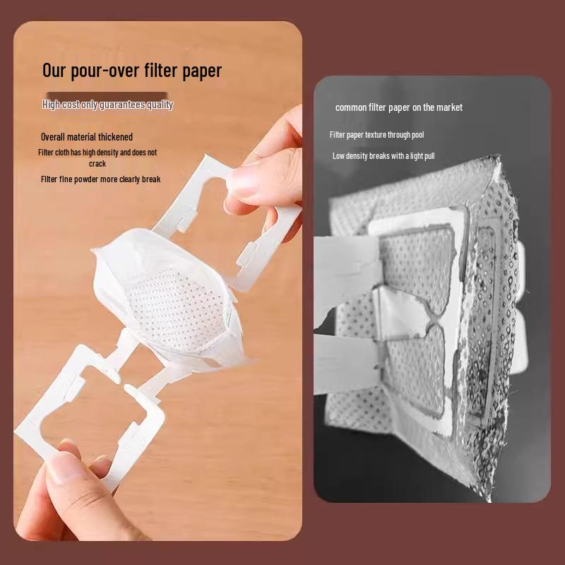 Hanging Ear Pour-Over Coffee Filter Bags with Storage – Conical Disposable Mesh, One-Piece Design