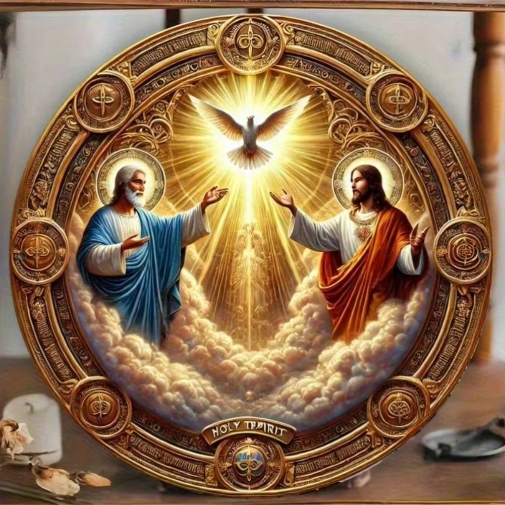 Metal Wall Art Holy Trinity Golden Doves Religious Decor Home Wall Decor 20x20 разноцветный