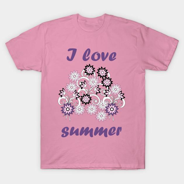 T Shirt Women I Love Summer Blue Harajuku Print Kawaii Tshirt Summer Short Sleeve Female T-Shirt Top Tee