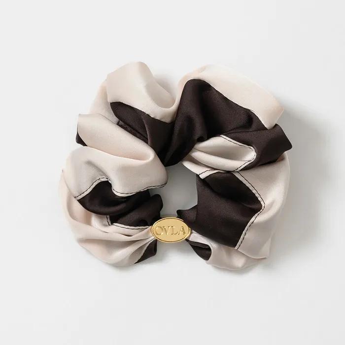 TWO TONE LAYERED SCRUNCHIE_BROWN HS029