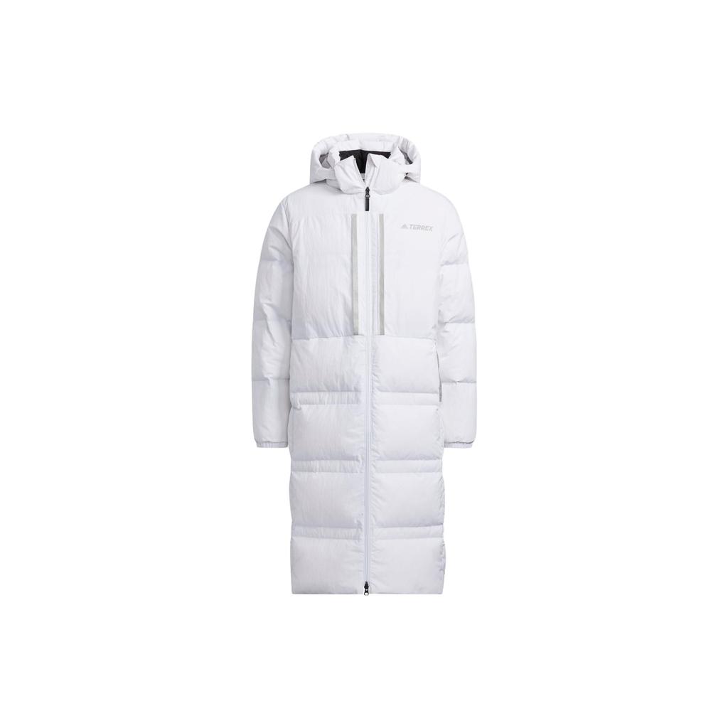 Adidas Long Down Jacket Solid Color Outdoor Windproof Mid-Length Three-In-One Goose Down Coat Unisex Jacket White H13854