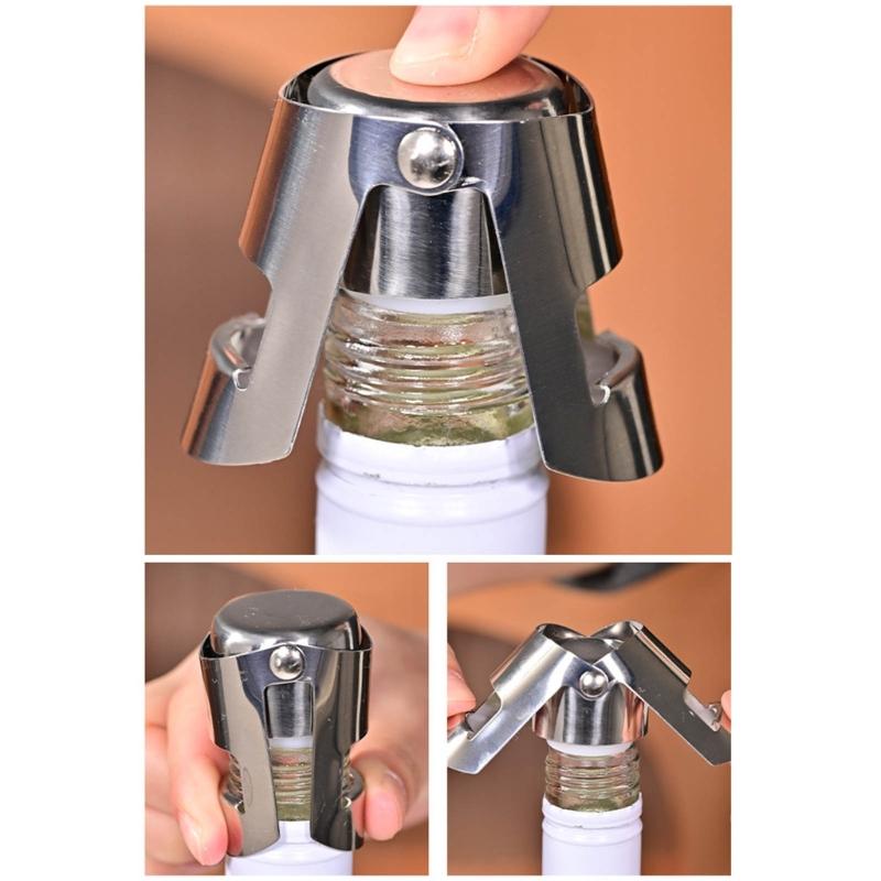 Pack Of 6 Champagne Bottle Savers for Restaurants Leak Proof Bubble Retaining Stoppers Stainless Steel Wine Preserver