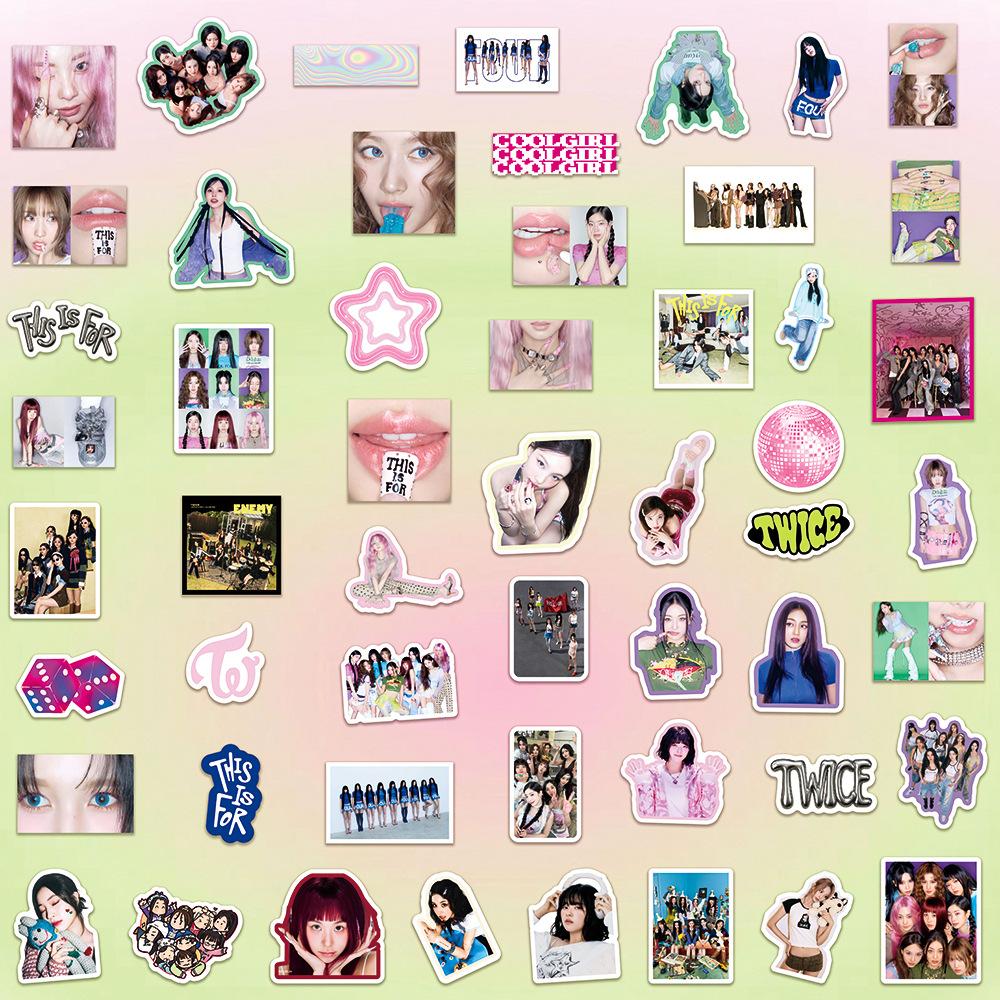 50Pcs Kpop TWICE Stickers Set for Laptop Water Bottle Phone Case Skateboard Scrapbook TWICE Once Fans Collection Gift