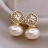 Zir*****val Pearl Stud Earrings Light Luxury High Sense Elegant Temperament Earrings Niche Versatile Earrings