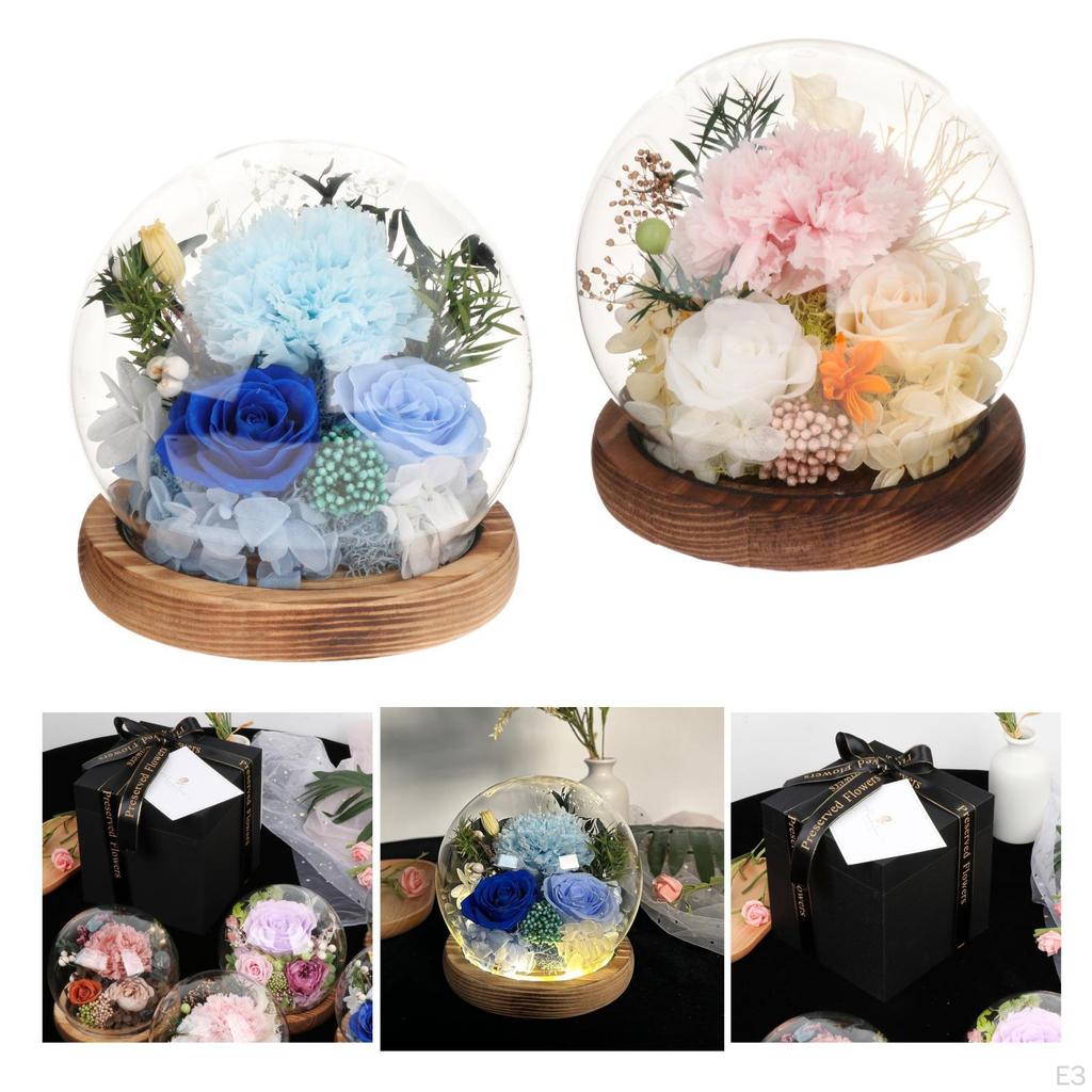 Regalo Festa della Mamma Ornamento Fiori Secchi con Luce Regali per Donne Garofano