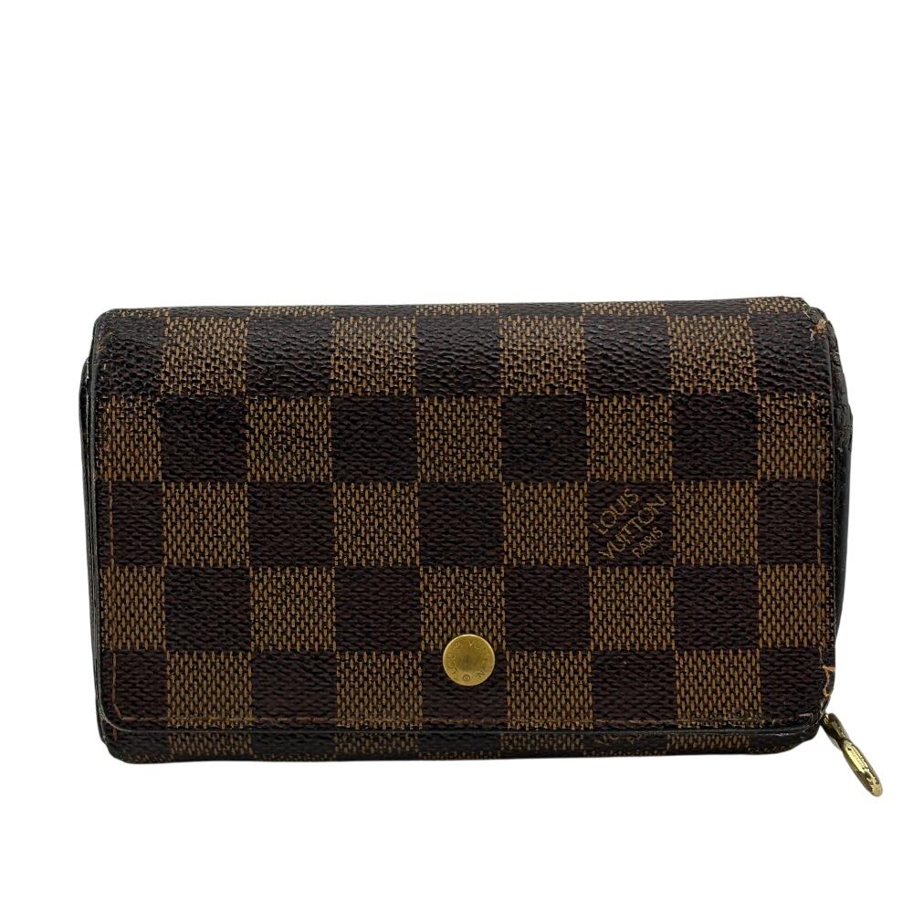 LOUIS VUITTON N61730 Coin case Damier Ebene leather Portonebi Tresol Bifold Wallet Brown leather unisex Used