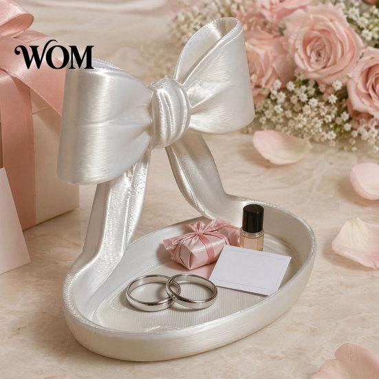 Elegant Jewelry Dish 3D Printed Bow Organizer Tray, Decorative Ribbon Ring Holder for Beauty Accessory Rings Earrings Necklace, Vanity Storage