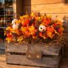 Bouquet Autunnale Artificiale con Zucche in Tessuto Foglie d'Acero Bacche di Grano, Fiori Finti e Decorazioni Autunnali per Centrotavola del Ringraziamento, Stagionale