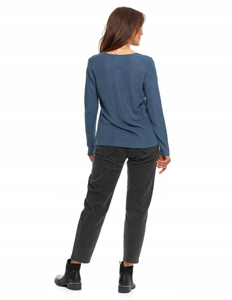 Thin Women's Classic Knitted Sweater with Long Sleeves MORAJ XXL blue