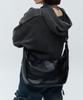 Milk Wave Underline Leather Hobo Crossbody Bag [Black]