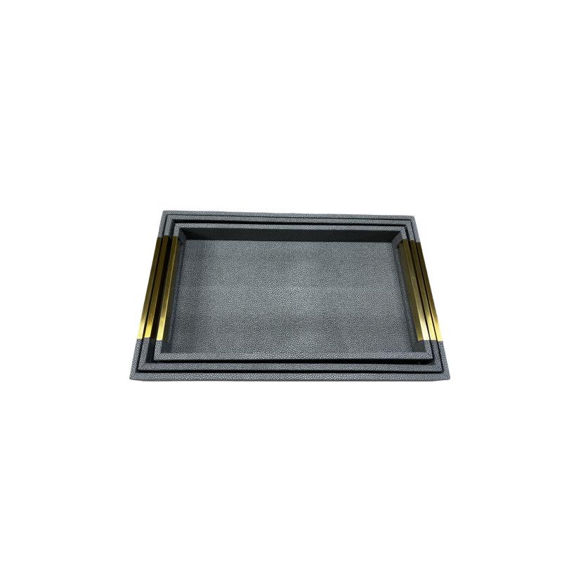 

Modern Chinese Style Leather Tray for Home, Hotel, and Model Room Decor Small: 460*260*50