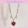 Dark Heart Love Pendant Necklace With Cross Chain For Fashion Enthusiasts