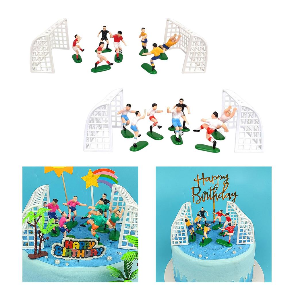 Soccer Cake Toppers Players Fittings DIY Decor for Football Theme Party