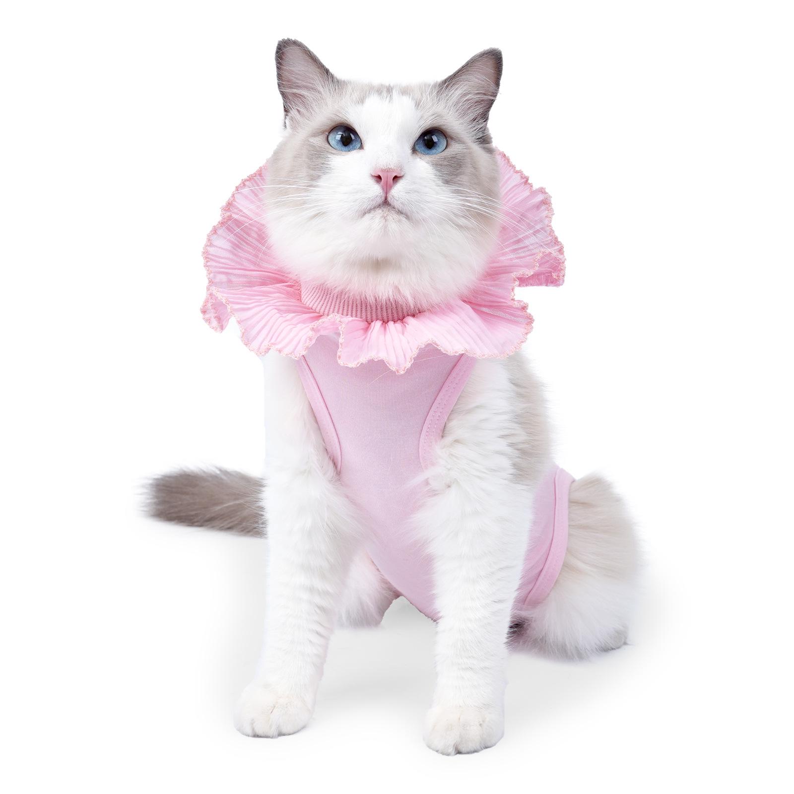 

Breathable Summer Cat Recovery Suit: Adjustable, Anti-Lick, and Elastic for Post-Op Care L Chest 40-48cm Back 35-42cm Weight 9-15 jin розовый