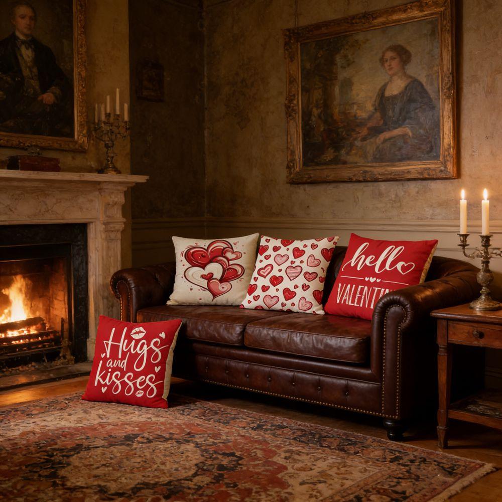 Red Valentine's Day Cushion Cover 45*45cm Throw Pillow Cover Decorative Pillowcase  Home Decor