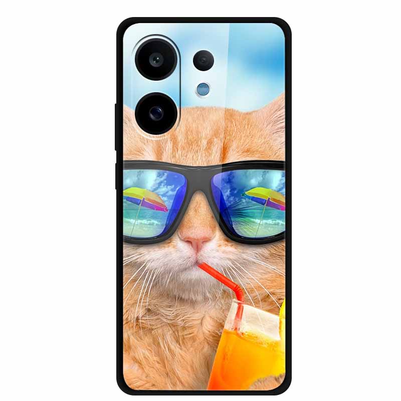 For Vivo V60 5G Glass Case Fashion Cool Animal Tempered Glass Back Cover Case For Vivo V 60 2025 Phone Cases 6.77" Fundas Coques