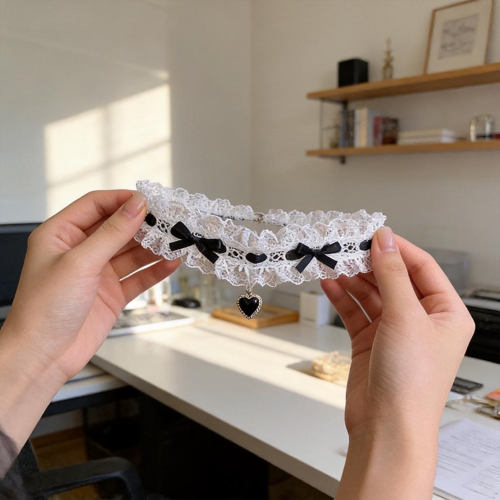 Perlen-Schleifen-Choker Raffinierter Süßer Choker Feminine Spitze Halskette Elegantes Weißes Spitzen-Halsband Für schulterfreie Oberteile Braut-Looks