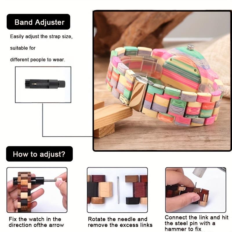 Ladies Color Bamboo and Wood Casual Quartz Wood Watch