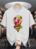 Unisex Summer Short Sleeve Crew Neck Tee Cartoon Lemon Cherry Ice Cream Print Casual Loose Fashion Streetwear Daily Basic Top