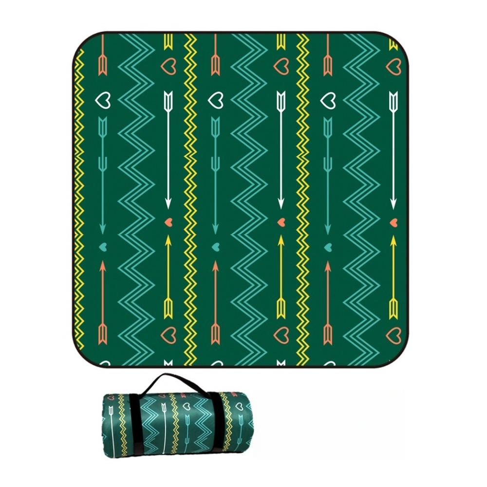 Vintage Print Picnic Blanket Waterproof Outdoor Camping Mat Carry Strap Foldable Travel Rug for Beach Park